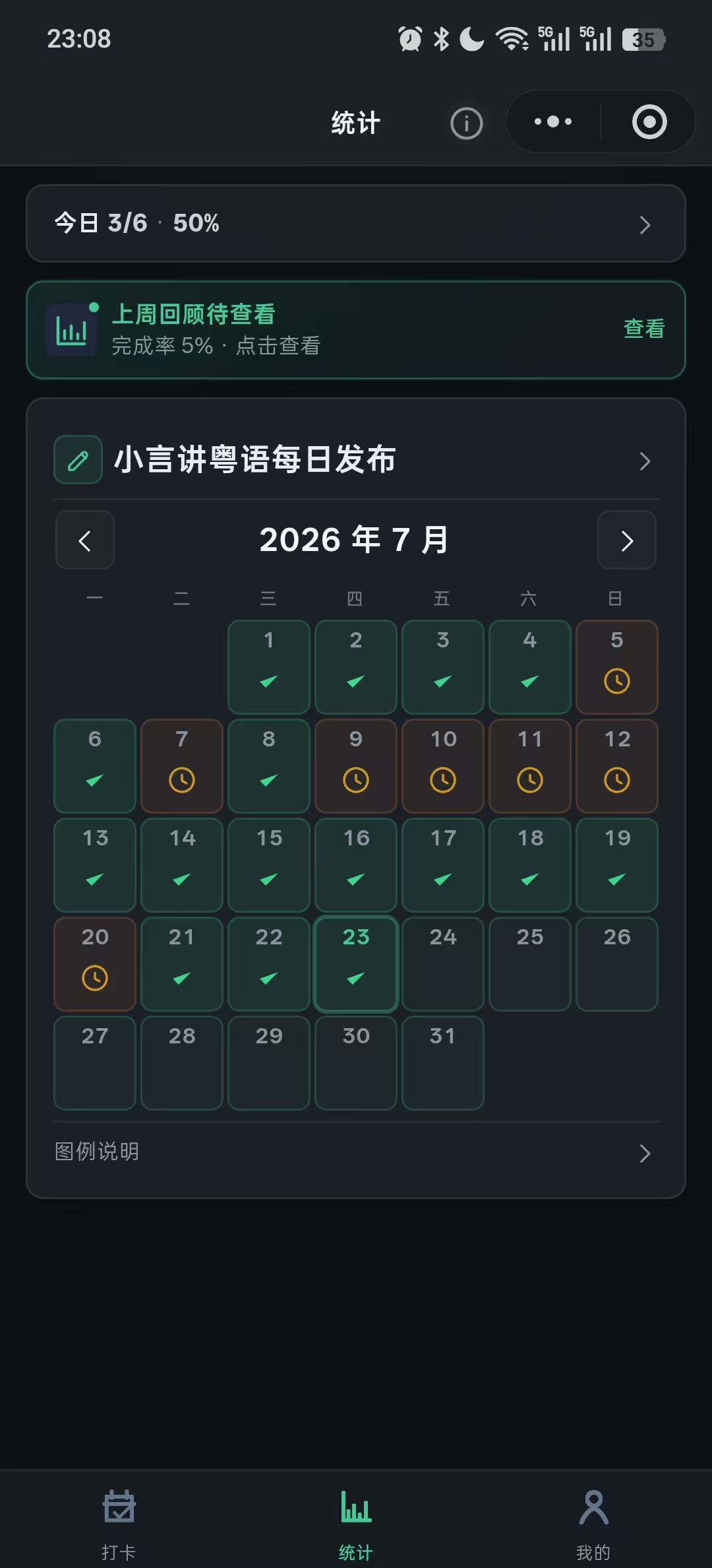 统计页面预览（深色）